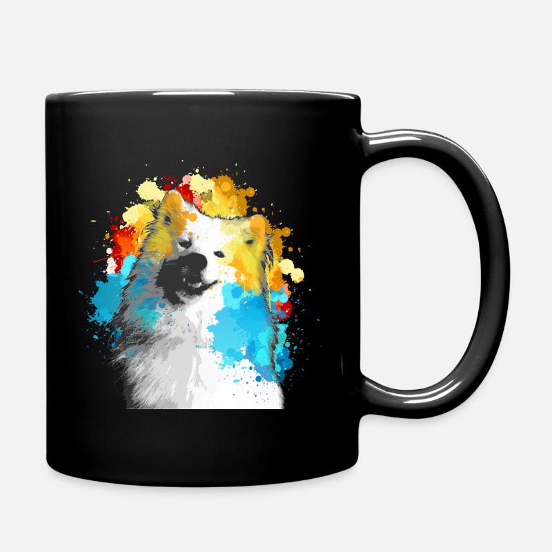Samoyed watercolor multicolored - Full Colour Mug - black