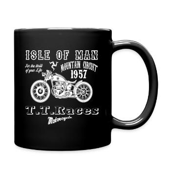 isle of man 1957, motorcycle racing shirt vintage biker - Full Colour Mug - black - Right