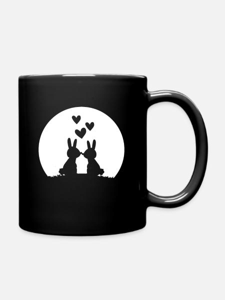 My Rabbit - A Sweet Rabbit Couple in Love - Full Colour Mug - black