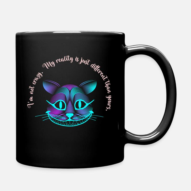Grinning cat - Full Colour Mug - black