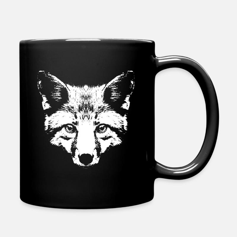 Fuchs in Weiß / Kopf / Portrait - Tasse einfarbig - Schwarz