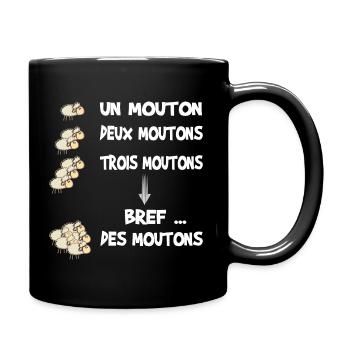 Cadeau humour moutons pour dormir - Mug uni - noir - Droite