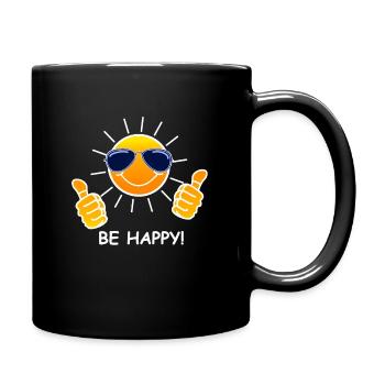Sonne, be happy! - Tasse einfarbig - Schwarz - Rechts