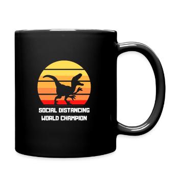 Dinosaur - Social Distancing World Champion - Full Colour Mug - black - Right