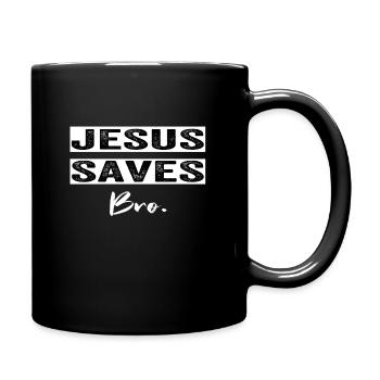 Jesus Christ Saves Bro. Gift for Christians - Full Colour Mug - black - Right