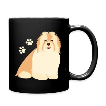 Heureux, chien bichon havanais - Mug uni - noir - Droite