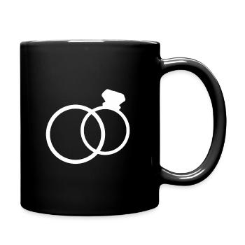 Mariage anneaux fiançailles partie de bachelorette mariage coeur amour mariage - Mug uni - noir - Droite