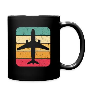 Airplane Retro Vintage Shirt Airplane Pilot Gift - Full Colour Mug - black - Right