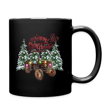 Weihnachtstraktor - Tasse einfarbig - Schwarz - Rechts