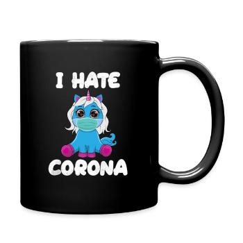 Licorne avec masque facial - Je déteste Corona - Mug uni - noir - Droite