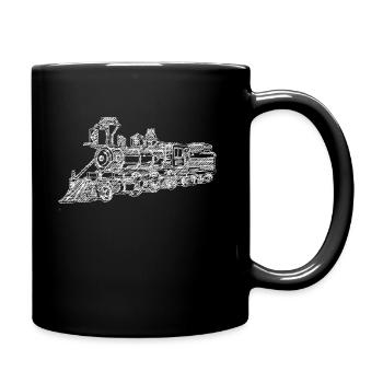 Locomotive - Railway Train Locomotive - Linen Sketch - Full Colour Mug - black - Right