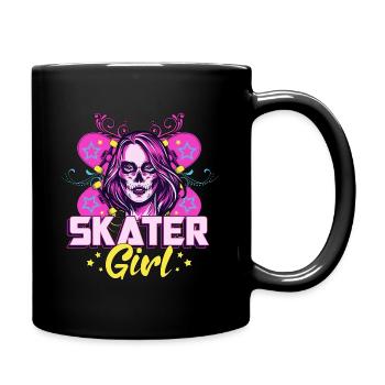 Skater Girl Longboard Skateboard Geschenkidee - Tasse einfarbig - Schwarz - Rechts