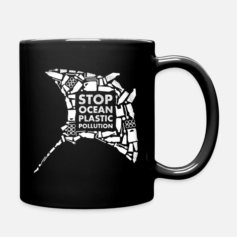 Raie Blanc Stop Ocean Plastic Pollution - Mug uni - noir
