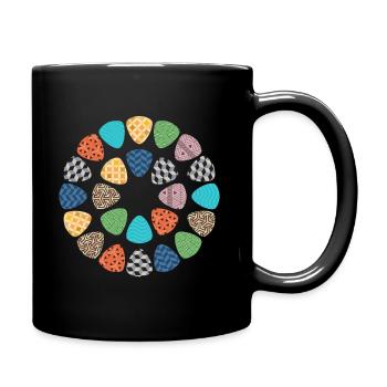 Patterned plectrums, guitar, bass, musician, retro - Full Colour Mug - black - Right