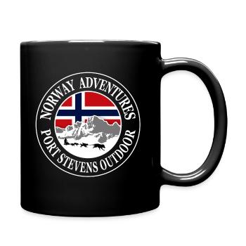 Norway Adventures - Norway Flag & Huskys - Tasse einfarbig - Schwarz - Rechts