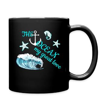 I love the sea - maritime design - Full Colour Mug - black - Right