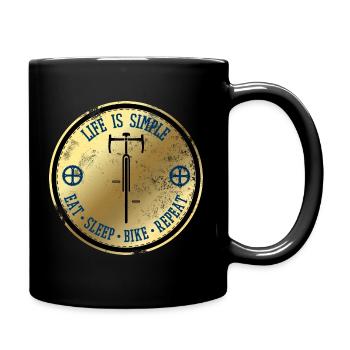 Plakette Life is simple Rennrad front Fahrrad bike - Tasse einfarbig - Schwarz - Rechts