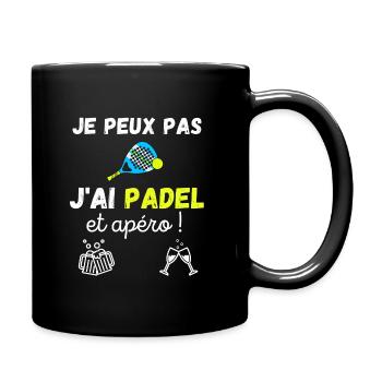 Je peux pas j'ai padel et apéro / humour / sport - Mug uni - noir - Droite