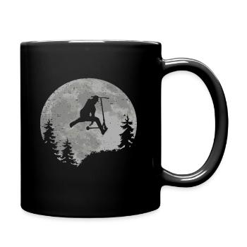 Scooter Mond Vollmond Geschenkidee Skatepark - Tasse einfarbig - Schwarz - Rechts