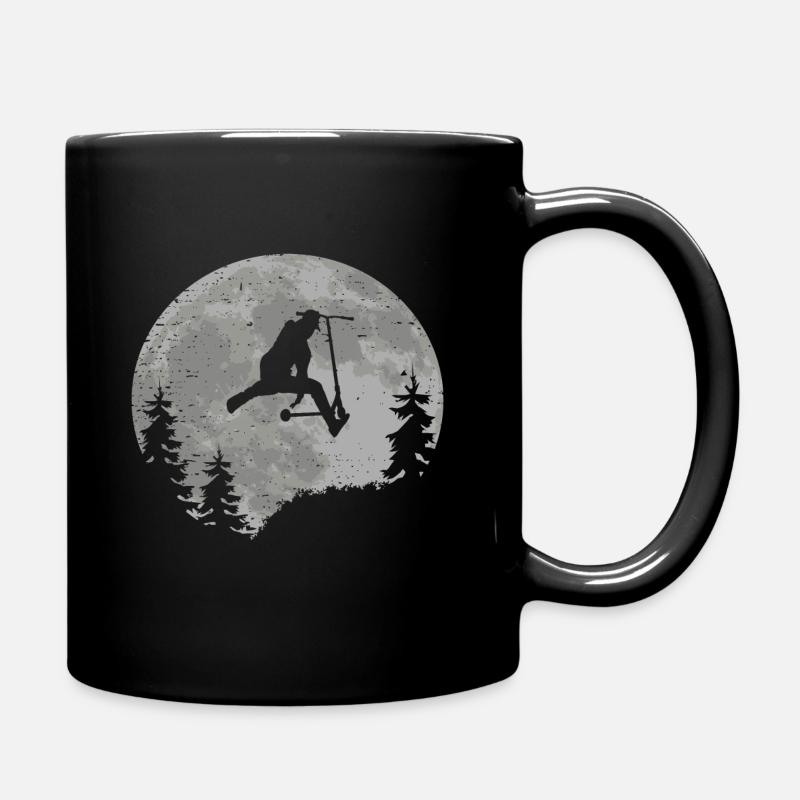Scooter moon full moon gift idea skatepark - Full Colour Mug - black