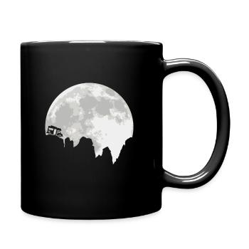 Camping Campen Wohnwagen Wohnmobil Vollmond Mond - Tasse einfarbig - Schwarz - Rechts
