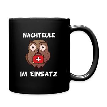 Nachteule, Krankenschwester, Pfleger, MFA Geschenk - Tasse einfarbig - Schwarz - Rechts
