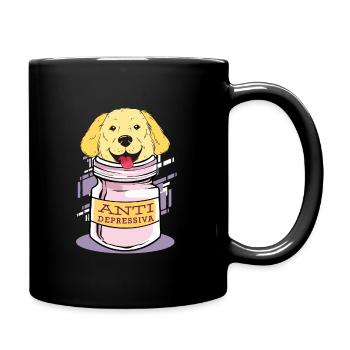 Golden Retriever Depression Pills - Full Colour Mug - black - Right