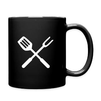 Grill tongs grilling barbecue grill cutlery gift - Full Colour Mug - black - Right