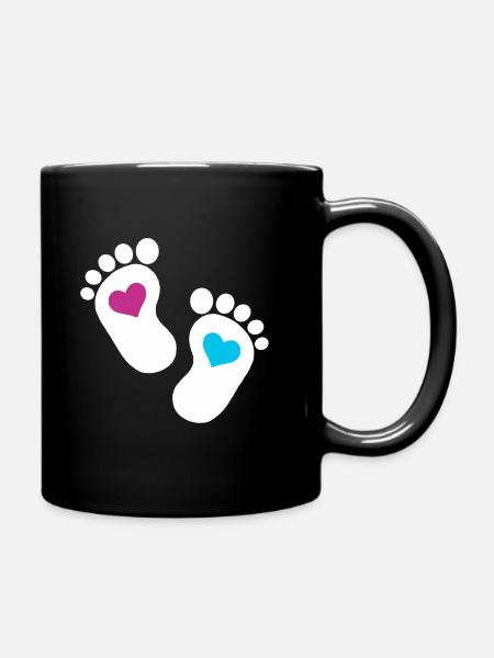 Bébé pieds parents enfant en bas âge fils enceinte - Mug uni - noir