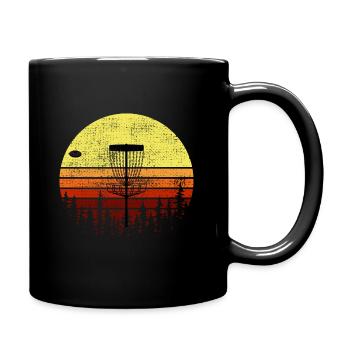 Vintage Retro Disc Golf Player Golfer Frisbee Gift - Full Colour Mug - black - Right