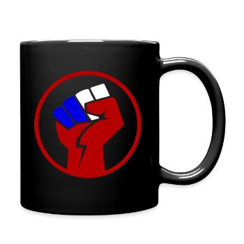 Red white blue fist - Full Colour Mug - black - Right
