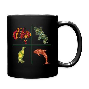 Aboriginal Australian Points Art Animals - Full Colour Mug - black - Right