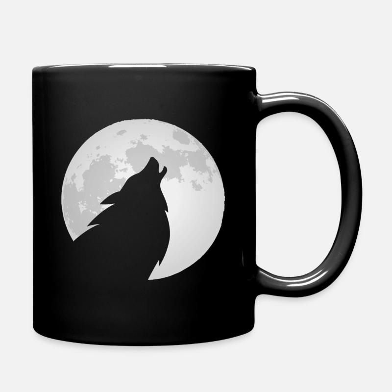 Wolf heult den Mond an - Tasse einfarbig - Schwarz