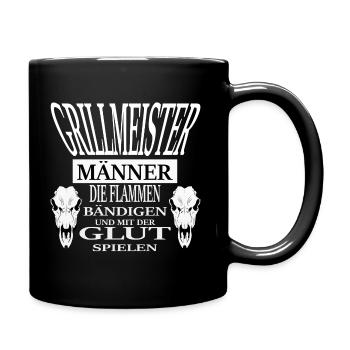Grillen, Männer, Barbecue, Schürze, Grillmeister - Tasse einfarbig - Schwarz - Rechts