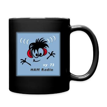 Amateur radio operator, radio operator, computer - Full Colour Mug - black - Right