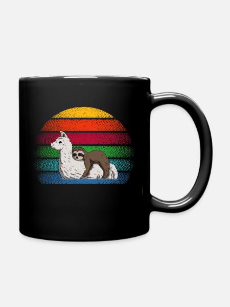 Sloth Alpaca Chiller Outfit - Full Colour Mug - black