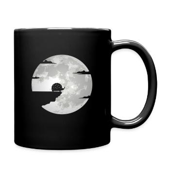 Igel Mond Igelmotiv Vollmond - Tasse einfarbig - Schwarz - Rechts