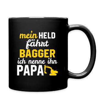 Mein Held fährt bagger ich nenne ihn papa - Tasse einfarbig - Schwarz - Rechts