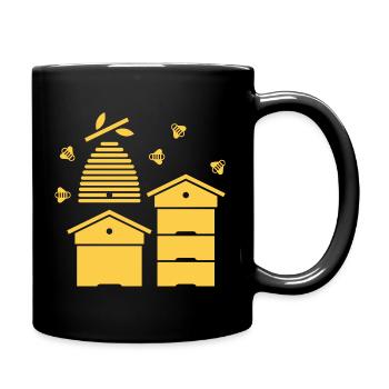 Ruches et abeilles - Mug uni - noir - Droite