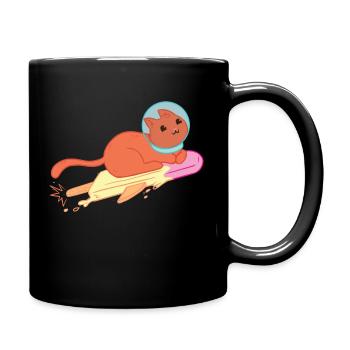 Space Cat Eis, Astronaut Cat Rakete - Tasse einfarbig - Schwarz - Rechts