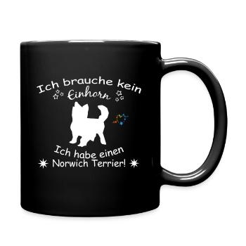 Norwich Terrier - Norwich Terrier Hund - Tasse einfarbig - Schwarz - Rechts