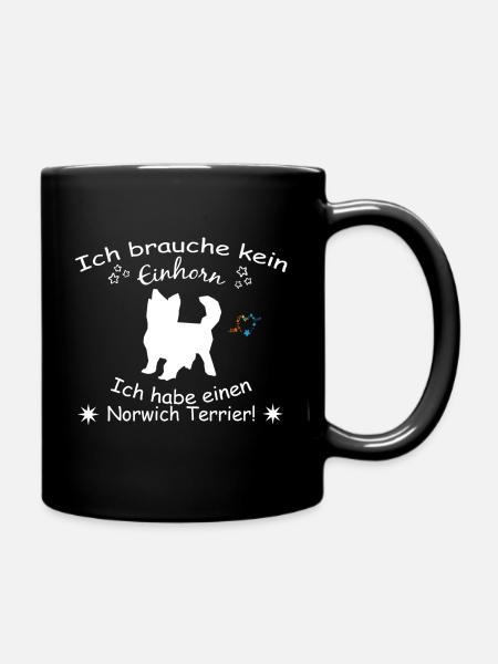 Norwich Terrier - Norwich Terrier Hund - Tasse einfarbig - Schwarz