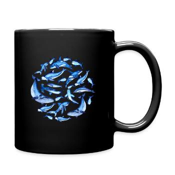 Baleines bleus Aquarelle Océan Art Cadeaux - Mug uni - noir - Droite