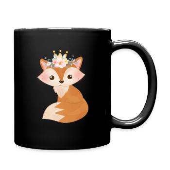 Mignon renard avec roses Renard femelle pour les filles - Mug uni - noir - Droite