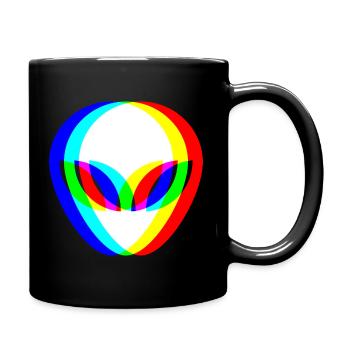 Alien Head Trippy Techno DJ Raver Glitch - Tasse einfarbig - Schwarz - Rechts