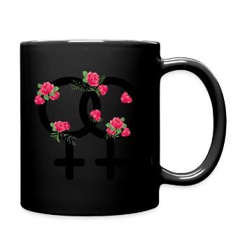 Lgbt roses lesbian pride lesbian gift idea - Full Colour Mug - black - Right