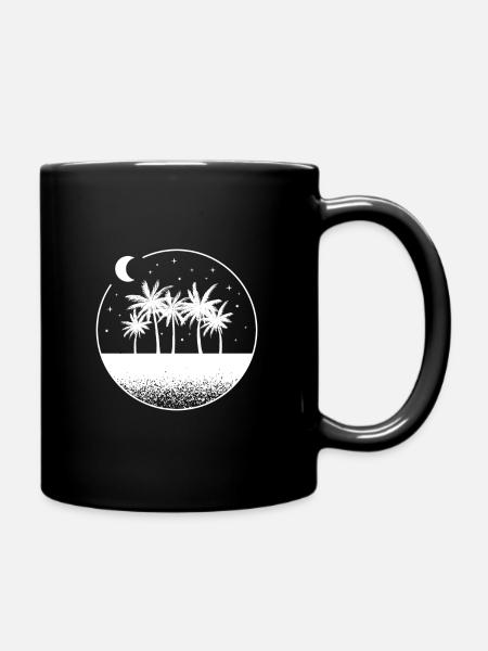 Beach Sea Palms Holiday Sun - Full Colour Mug - black