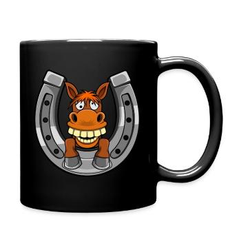 Funny Horse Gift - Riding Horseshoe - Full Colour Mug - black - Right