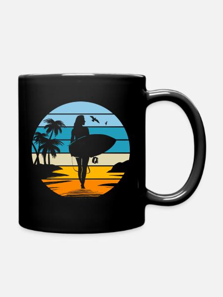 mama Frau Surfer Geschenk Frau sport surf - Tasse einfarbig - Schwarz