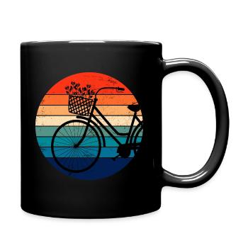 Bicycle retro sunset colorful - Full Colour Mug - black - Right